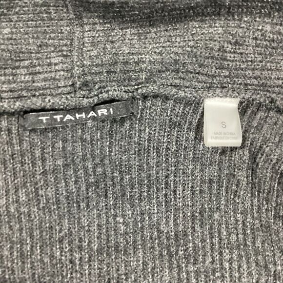 T Tahari Gray Open Front Pocket Cardigan Long Sleeve Cashmere Blend Size S - Picture 4 of 14